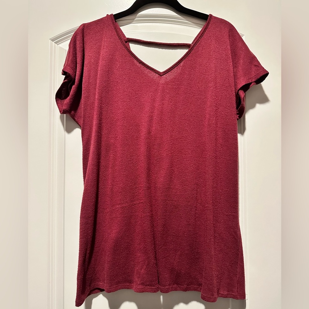 Shop Basic red twist back tee medium